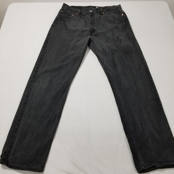 Vintage Levis 505 Jeans Mens 36x32 Straight Leg Regular Fit Y2K Black 100 Cotton - Picture 10 of 10